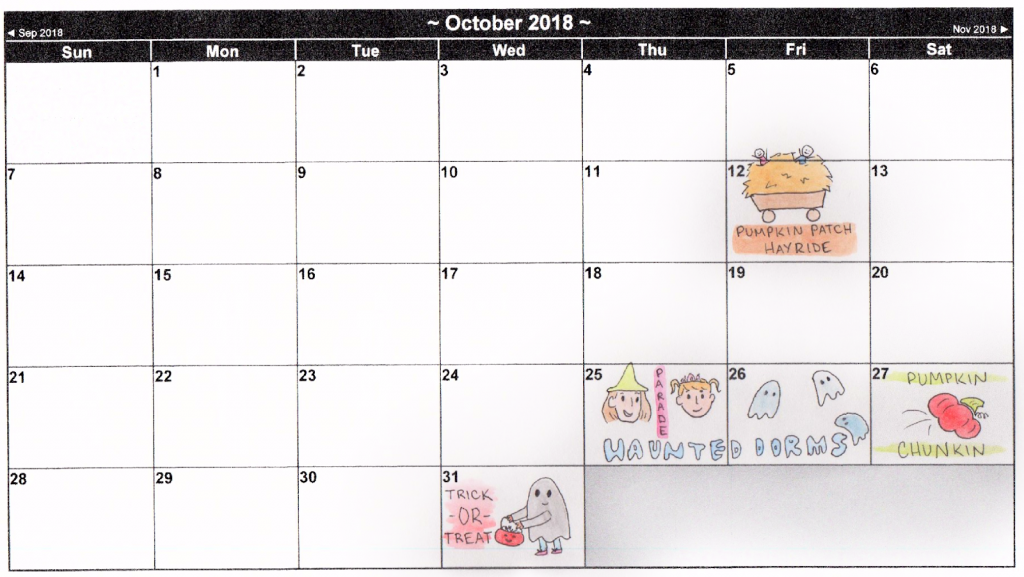 Spooky Calendar & Artwork courtesy of Natalie Harmon