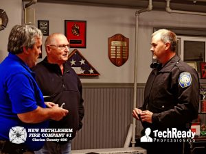 New Bethlehem Police Chief Robert Malnofsky (Chief Bob) speaks with New Bethlehem Fire Company Members *Photo courtesy of TechReady Professionals