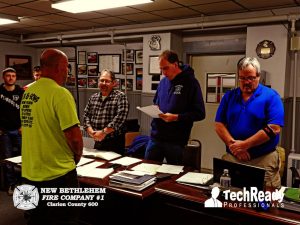 Congratulations to Rich Shillings of Rich & Sons for being inducted as an official member of the New Bethlehem Fire Company *Photo courtesy of TechReady Professionals