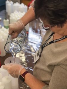 Jamie Davis of Klingensmiths Drug Store in New Bethlehem PA helps produce hand sanitizer for COVID-19