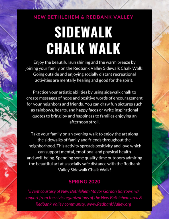 Sidewalk Chalk Walk - New Bethlehem PA 2020