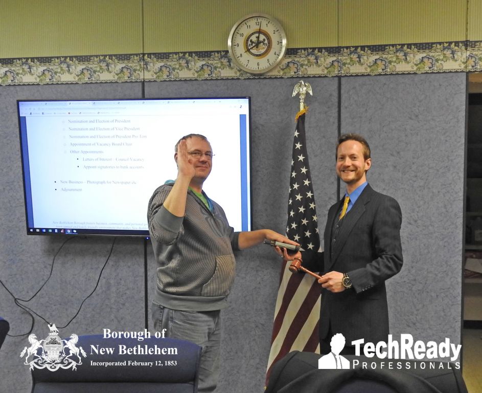 Councilman Scott Barrett and Mayor Gordon Barrows - New Bethlehem 2020 - TechReady