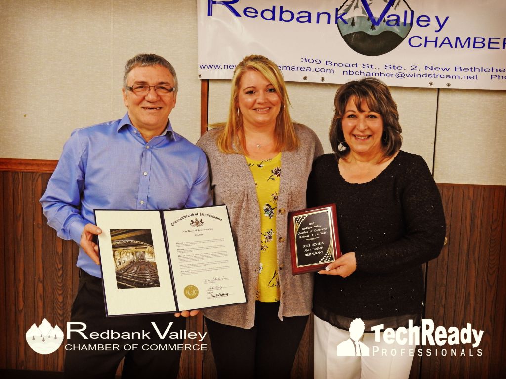 Business of the Year - Joes Pizza & Italian Restaurant - Redbank Valley Chamber of Commerce - New Bethlehem PA *Photos courtesy of Cecelia Harmon & Matt Green of TechReady Professionals & RedbankValley.org