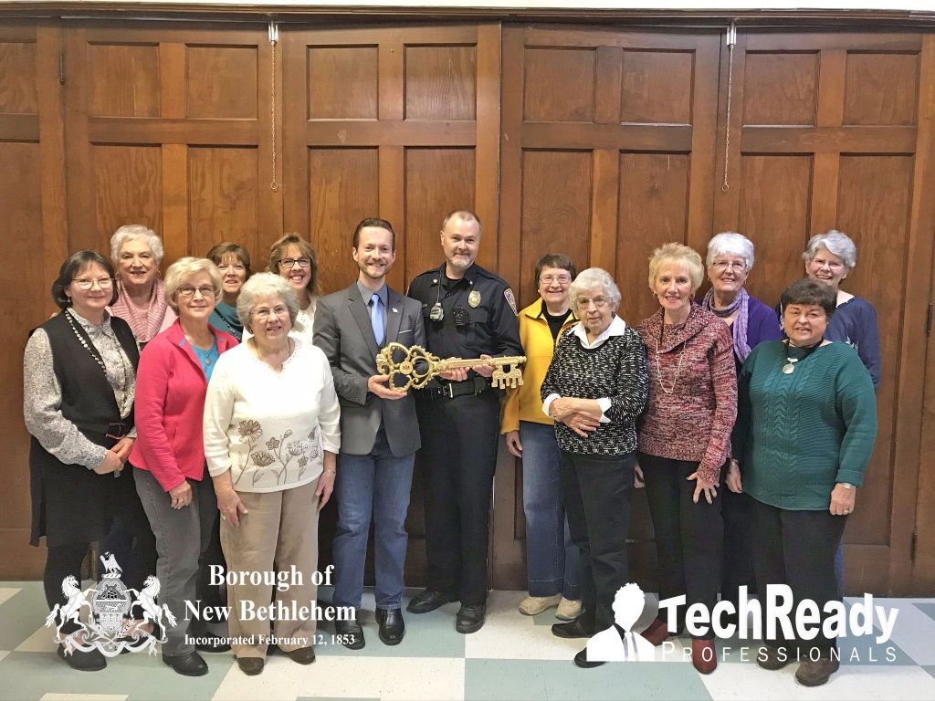 Mayor Gordon Barrows New Bethlehem Police Chief Robert Malnofsky And Councliwoman Sandy Mateer With Civic Club 2020