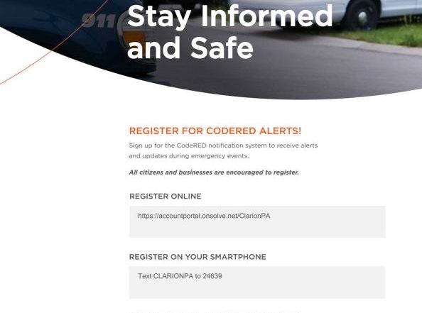 CodeRED Emergency Notifications - Clarion County CodeRED Emergency Notifications - Clarion County